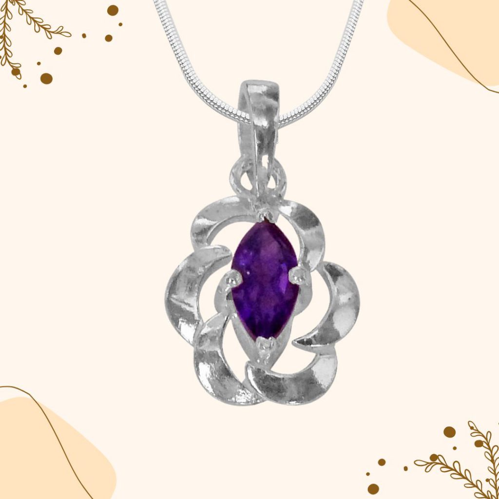 Violet Whisper: Marquise Purple Amethyst Pendant in Sterling Silver - Elegance Unleashed