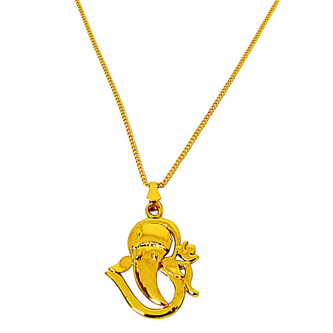 Om Ganeshaya Namah Gold Plated Religious Pendant with Chain (SDS269)