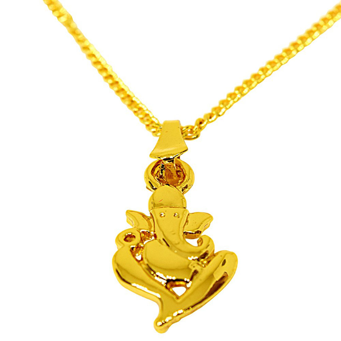 Ganapati Religious Gold Plated Pendant with Chain (SDS273)