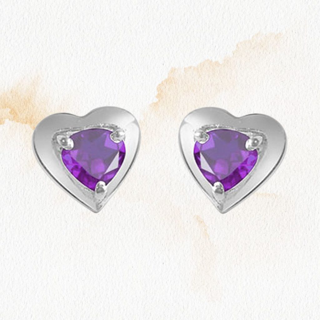 Loving You - Heart Shaped Purple Amethyst & Sterling Silver Earrings for Women (SDS50)