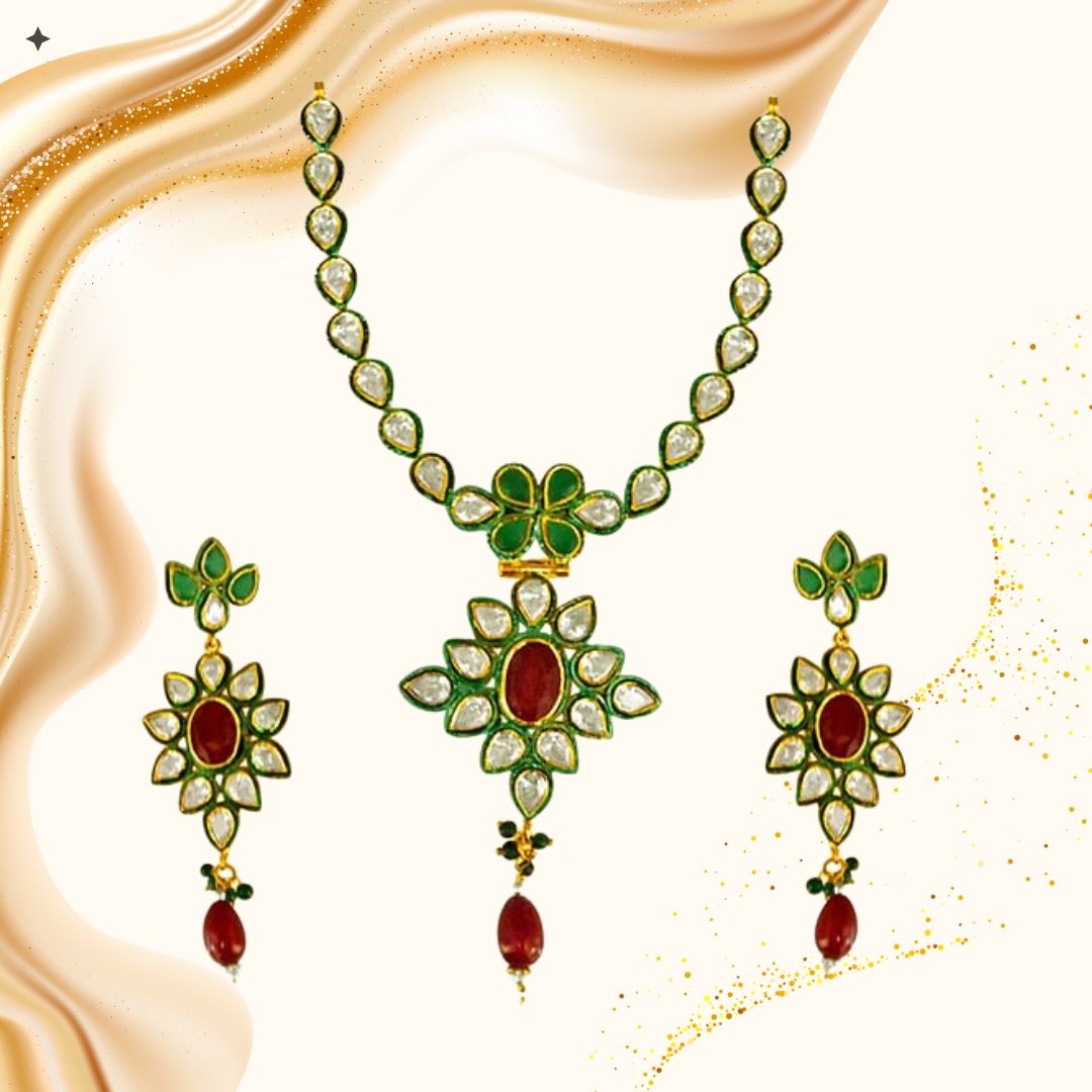 Floral Jodha Akbar Necklace Set (SJK141)