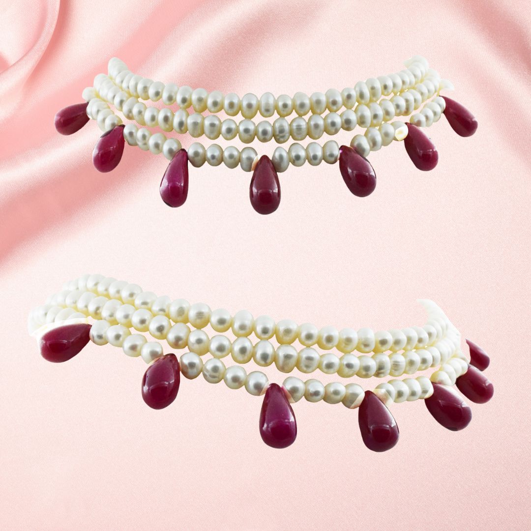 Ruby Rhapsody - Enchanted Pearl Cascade Choker (SN1039)