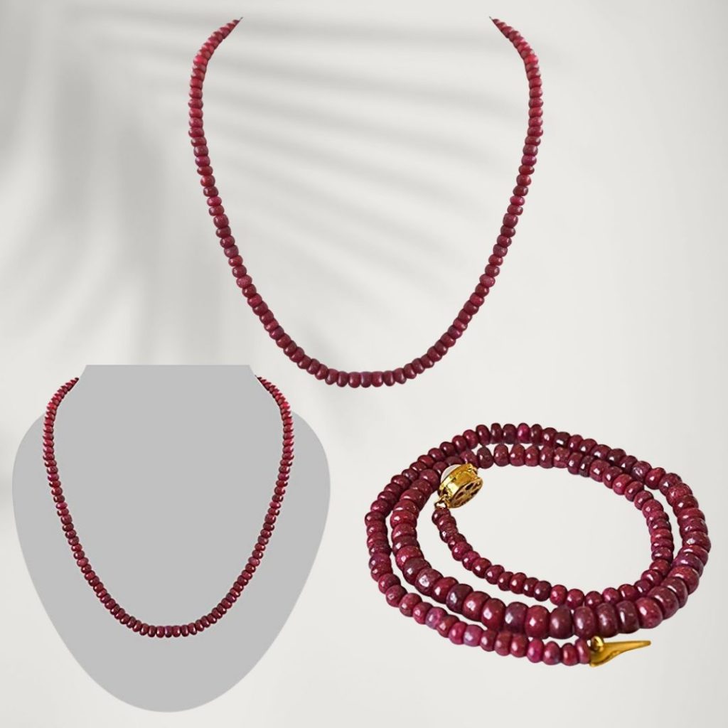 Stunning Surprise - Single Line Real Ruby Beads Necklace for Women (SN115)