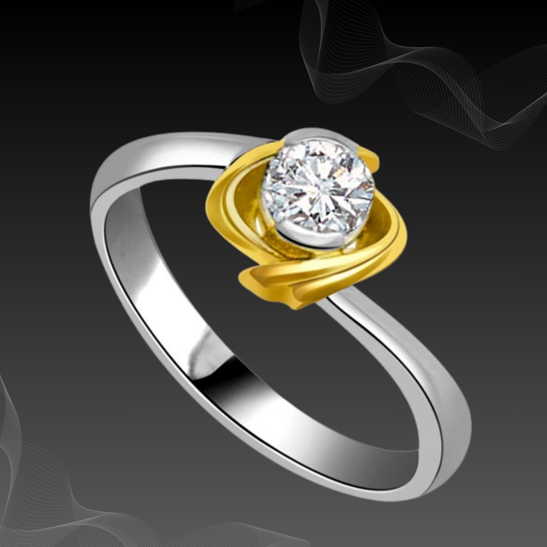 0.17cts L-M/I1 Big Solitaire Diamond Two Tone Ring in 18kt Yellow Gold (0.17cts SDRSOL)