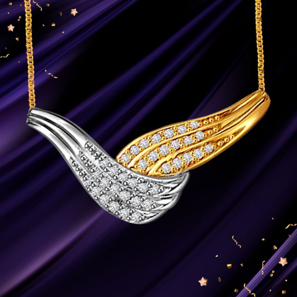 Timeless Beauty Two Tone Diamond Necklace Pendant with chain (DN111)