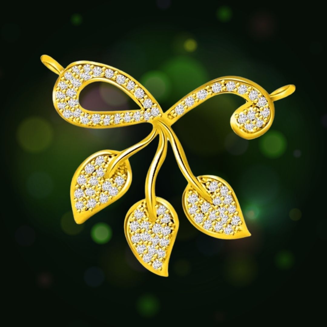 Celebrate Life’s Beauty: I Love My Life Gold & Diamond 3 Leaves Pendant (DN300)