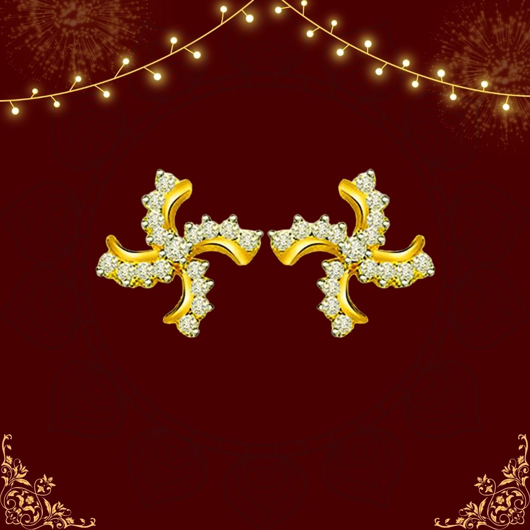 Golden Swastik 0.70cts Diamond Fancy Earring (ER332)