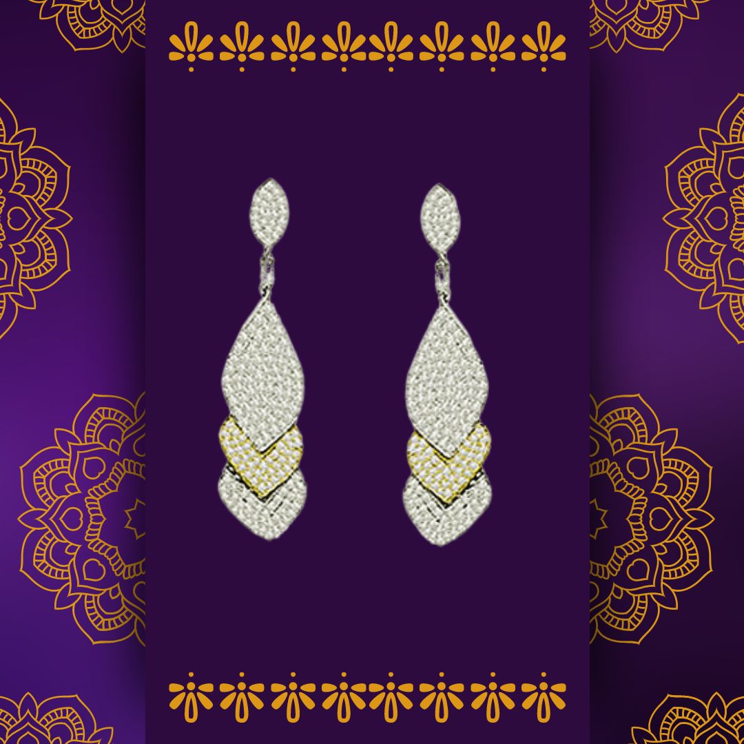 1.50cts Diamond Hanging Earrings in Two Tone Gold (ER357)