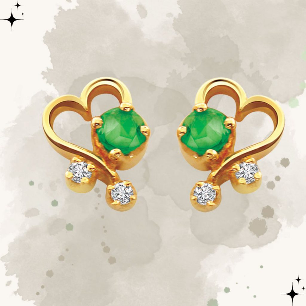 Green Beauty - Real Diamond Heart Shape Earrings (ER66)