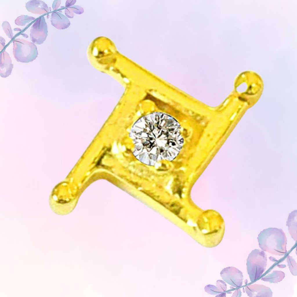 Square Shaped Real Diamond 18kt Yellow Gold Nosepin (NP16)