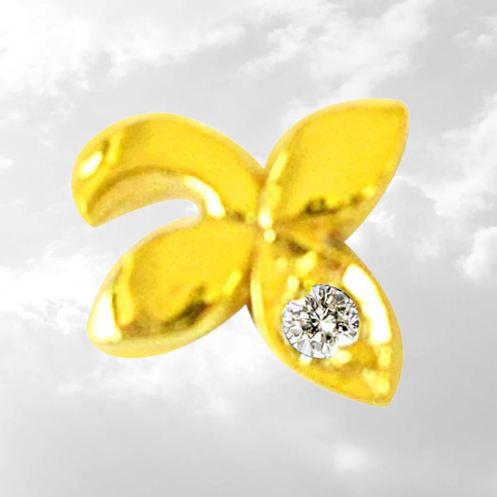 Floral Shaped Real Diamond 18kt Yellow Gold Nosepin (NP17)