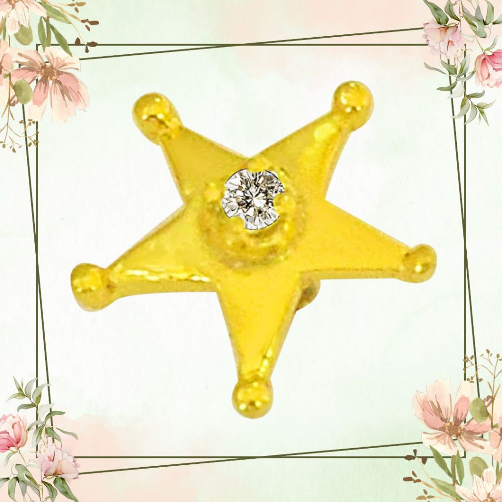 Star Shaped Real Diamond 18kt Yellow Gold Nosepin (NP5)