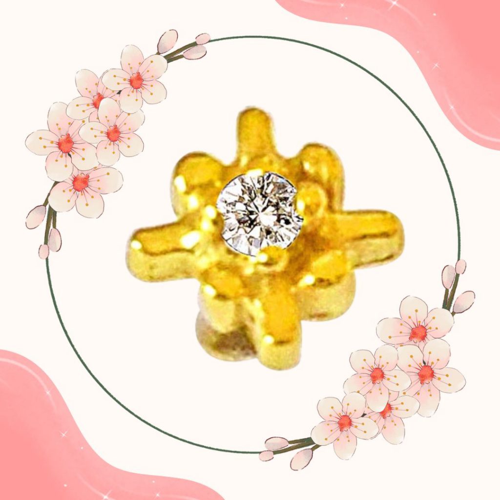 Geometrical Shaped Real Diamond 18kt Yellow Gold Nosepin (NP7)