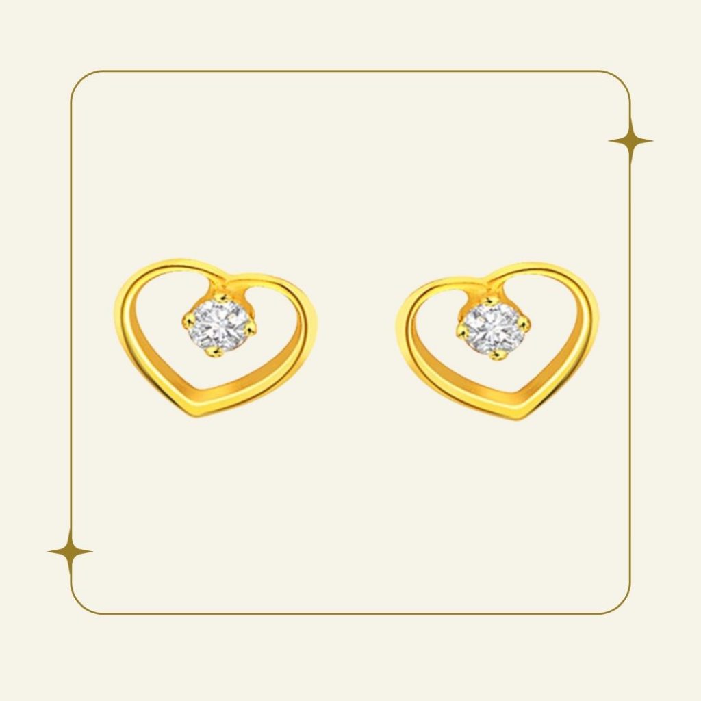 Heart Shape Round Diamond Stud Earrings (S269)