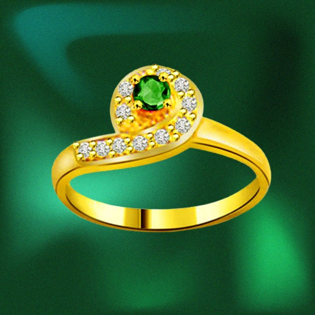 Drop of Passion 0.16cts Real Diamond & Emerald Ring (SDR1113)