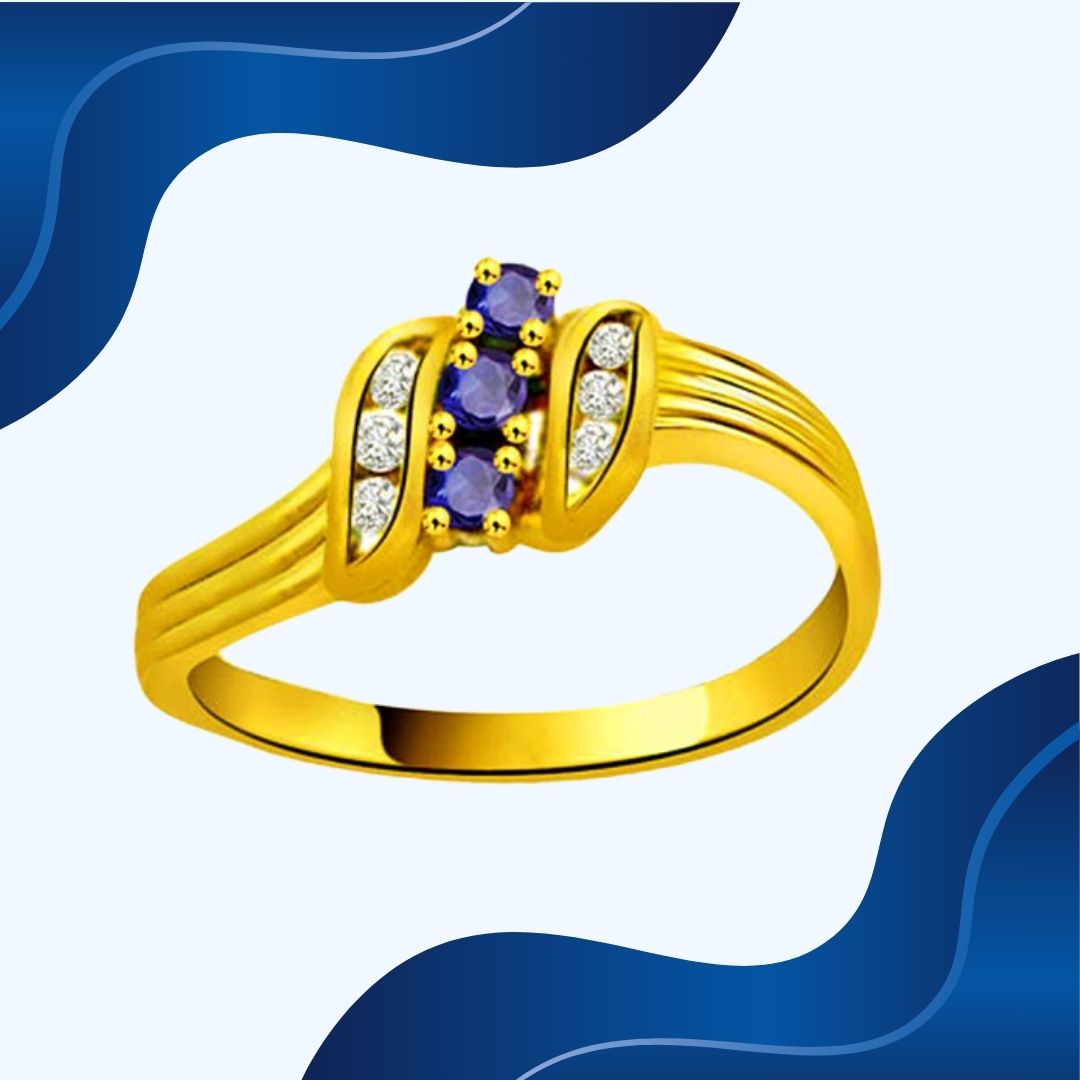 Masculine Charm - Real Diamond & Blue Sapphire Ring (SDR1131)