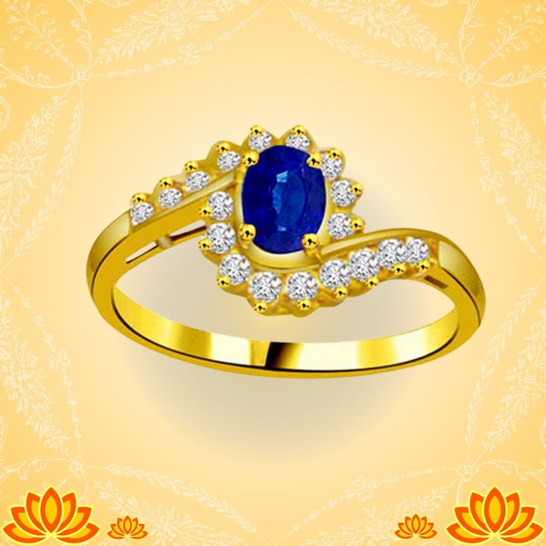 0.20cts Real Diamond & Blue Sapphire Gold Ring (SDR1169)