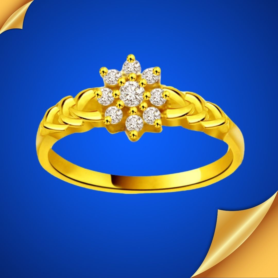 Flower Shape Real Diamond Gold Ring (SDR831)