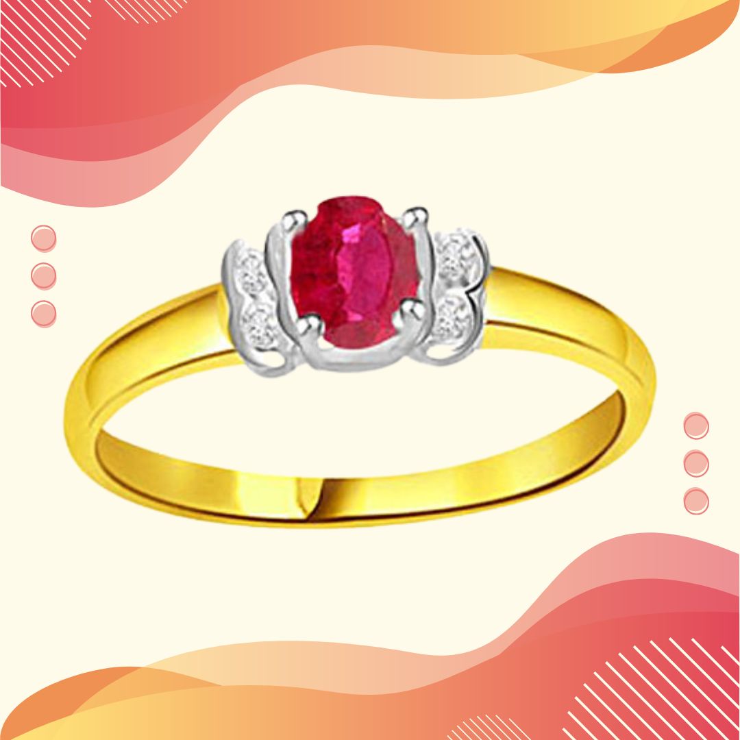 Trendy Real Diamond & Ruby Ring (SDR997)