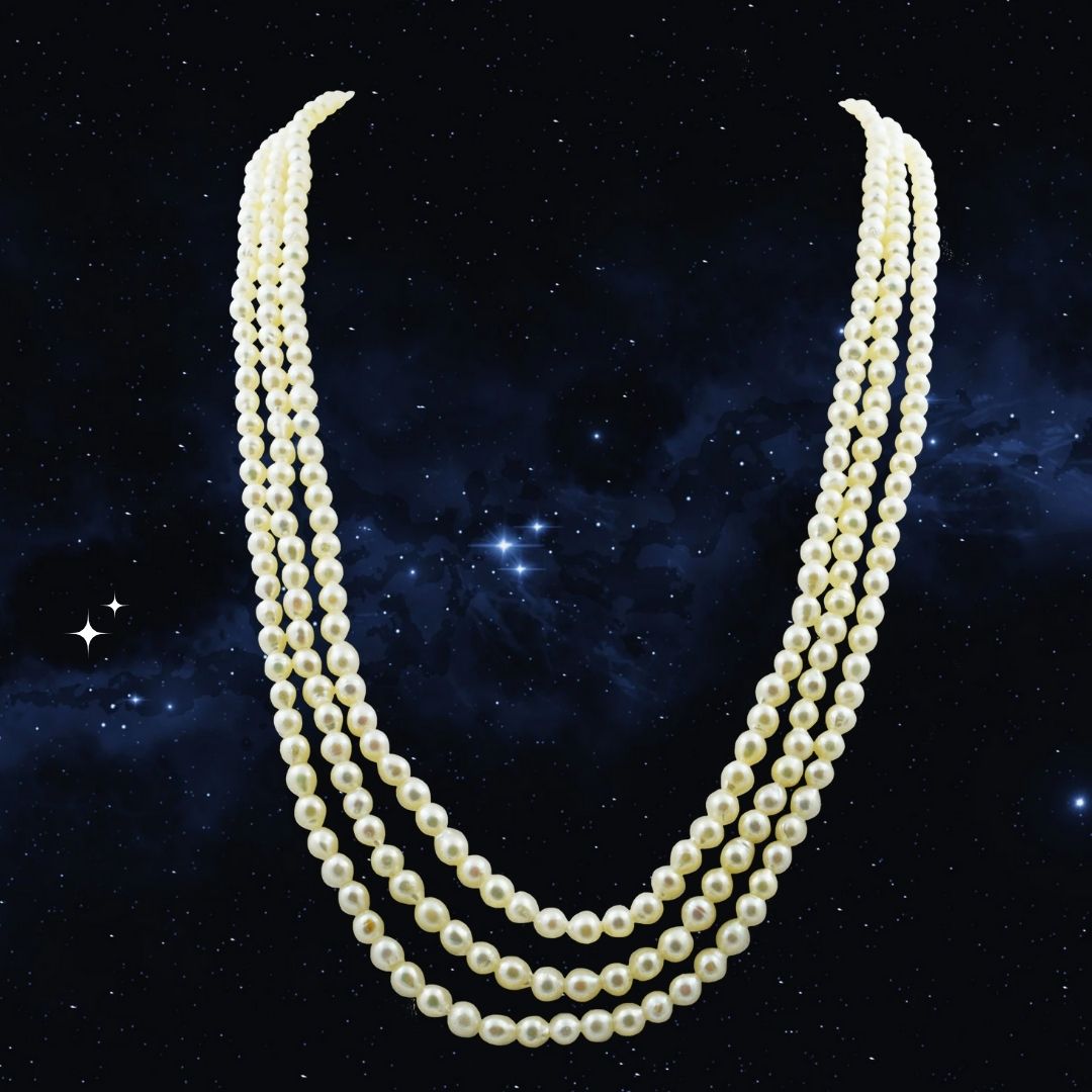 Discover the Exquisite Elegance of the 3 Line Real Cultured Pearl Necklace (SN1052)