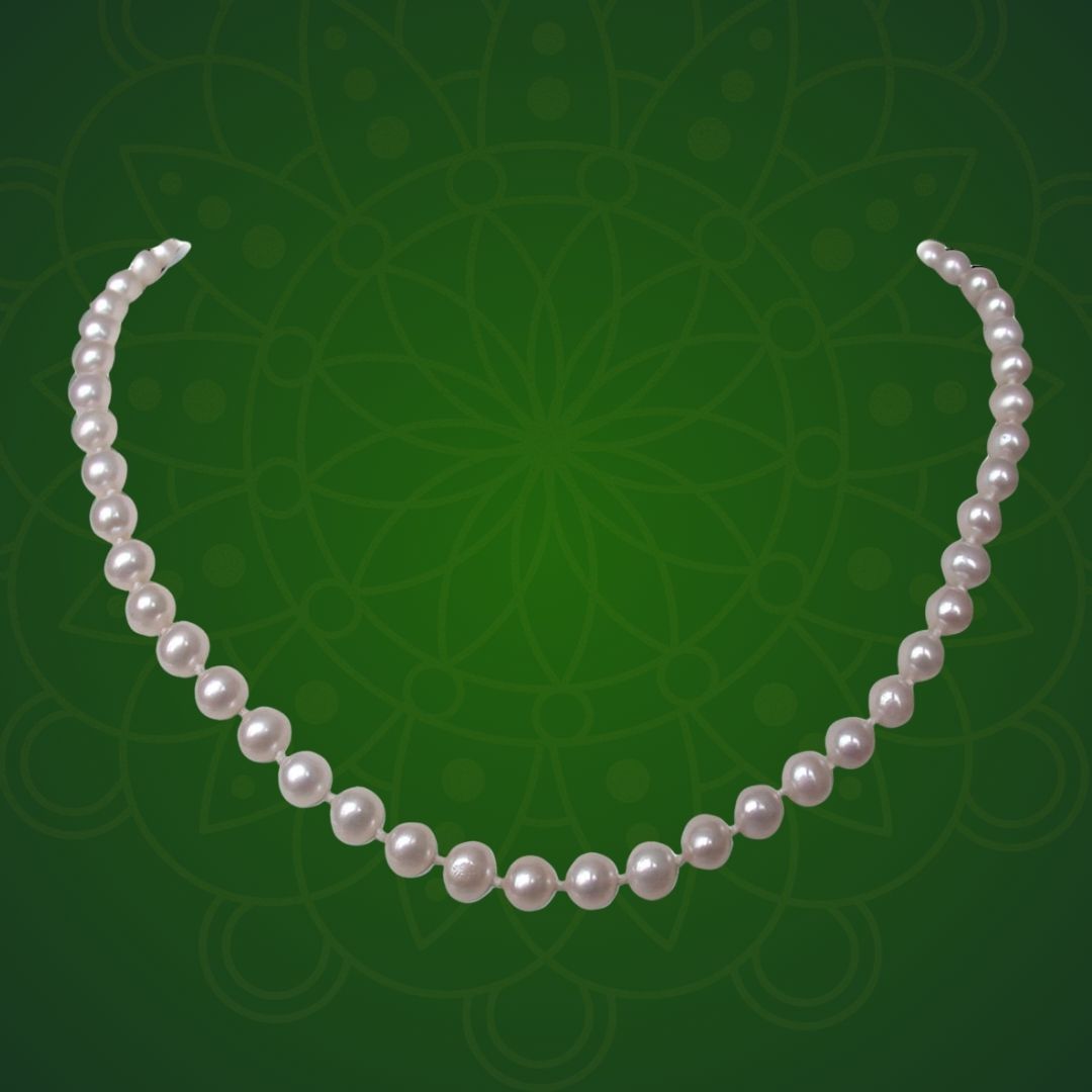 Luxuriate - Single Line Round Real Freshwater Pearl Necklace with Knots for Women (SN11)