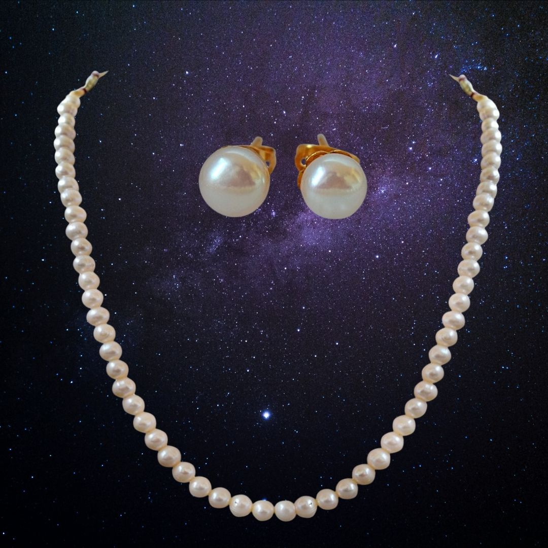 Single Line 5/6 mm Real Freshwater Pearl Necklace with Studs (SN713)