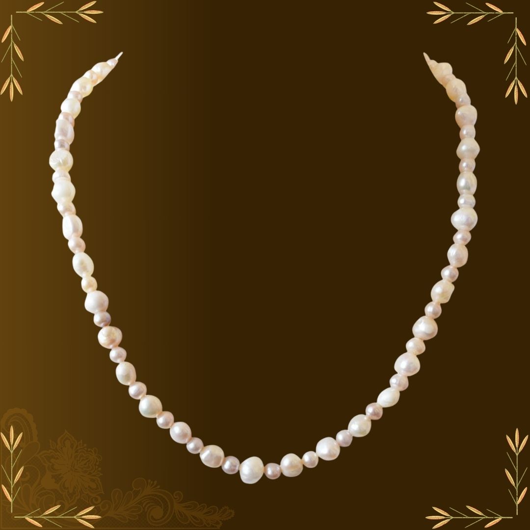 Single Line Pink-Purple-White Real Freshwater Pearl Necklace (SN875)