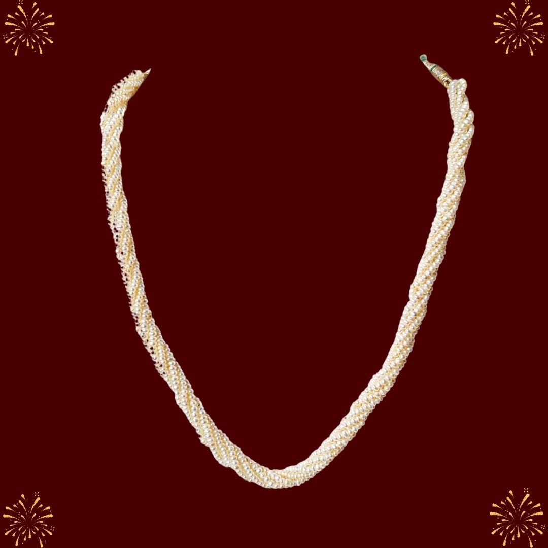 6 Line Twisted Real Natural Freshwater Pearl Necklace for Women (SN930)