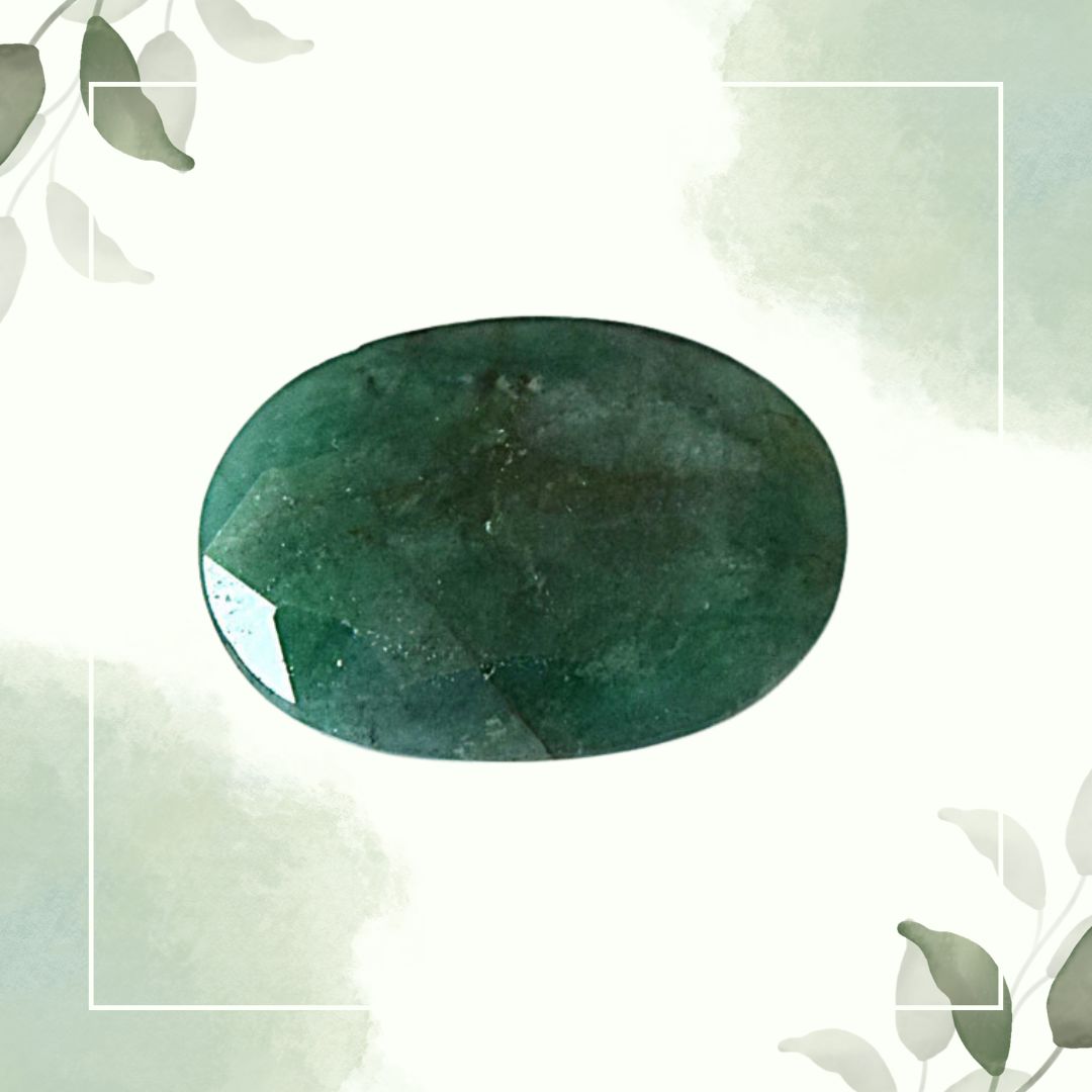 6.78cts Real Natural Oval Faceted Green Emerald Gemstone for Astrological Purpose (6.78cts Emerald)