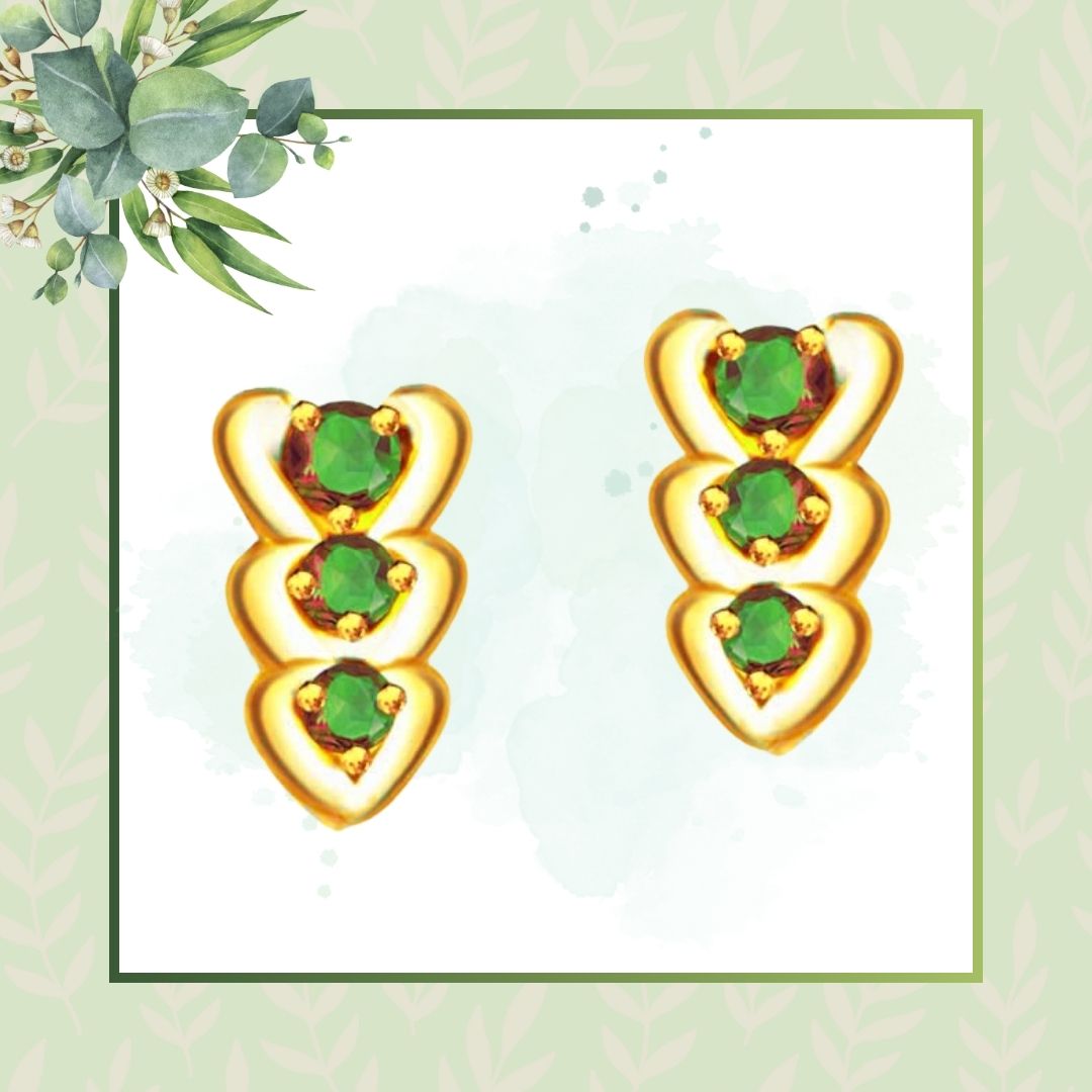 0.20 cts Heart Shape Emerald Gold Earrings (ER267)