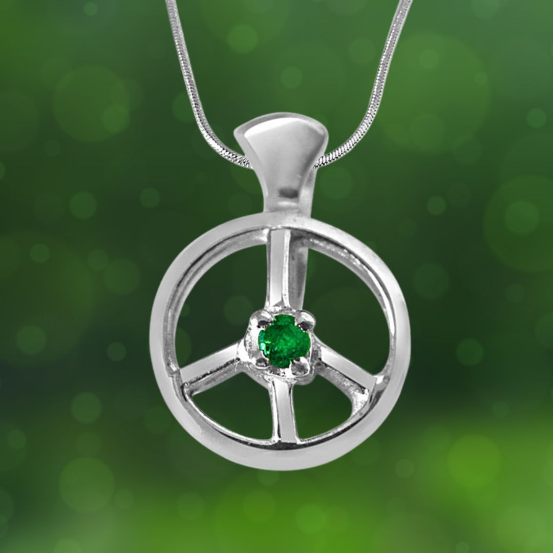 Emerald Wheel - Real Emerald & 925 Sterling Silver Pendant with 18 IN Chain (SDP233)