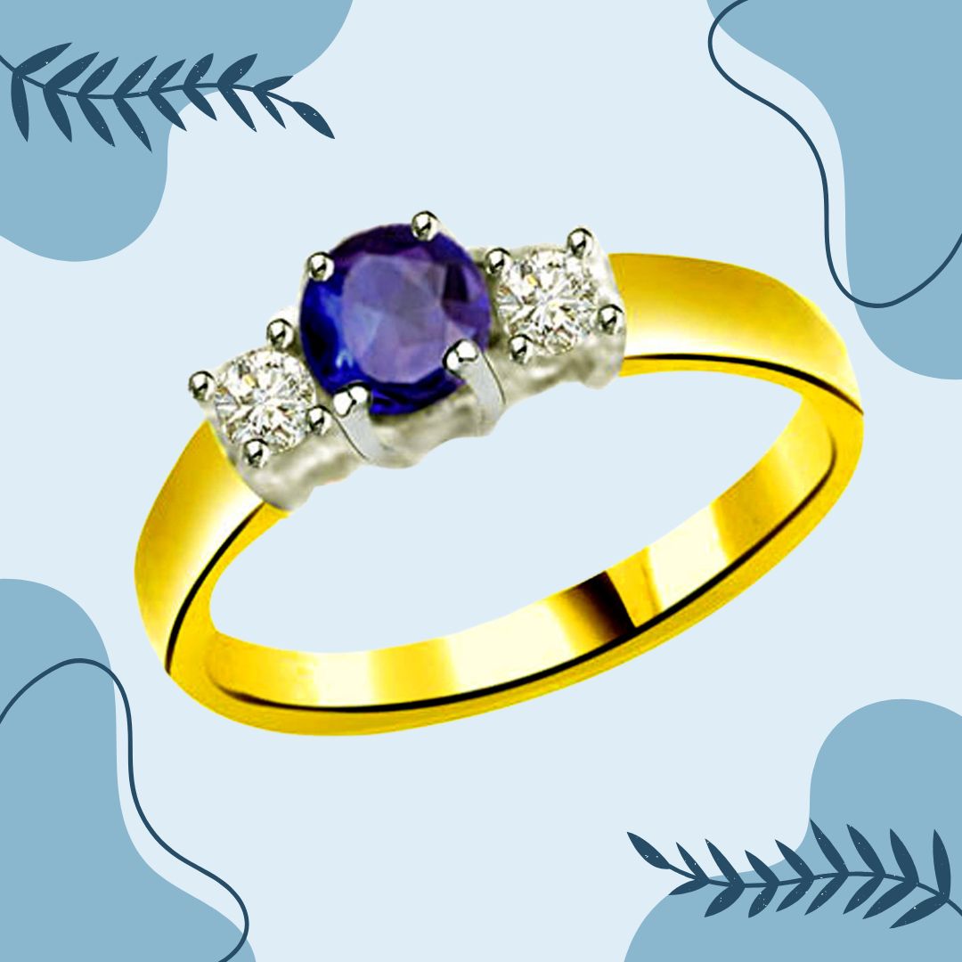 Classic Real Diamond & Sapphire Gold Ring (SDR1141)