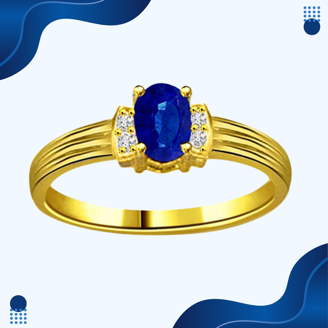 0.10cts Real Diamond & Blue Sapphire Gold Ring (SDR1166)