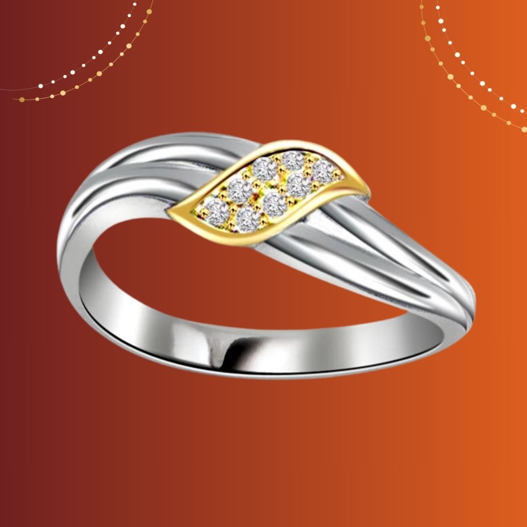 Two-Tone Real Diamond Gold Ring (SDR465)