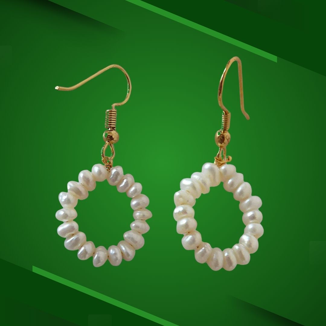 Golden Swirls: Freshwater Pearl Dangle Earrings (SE379)