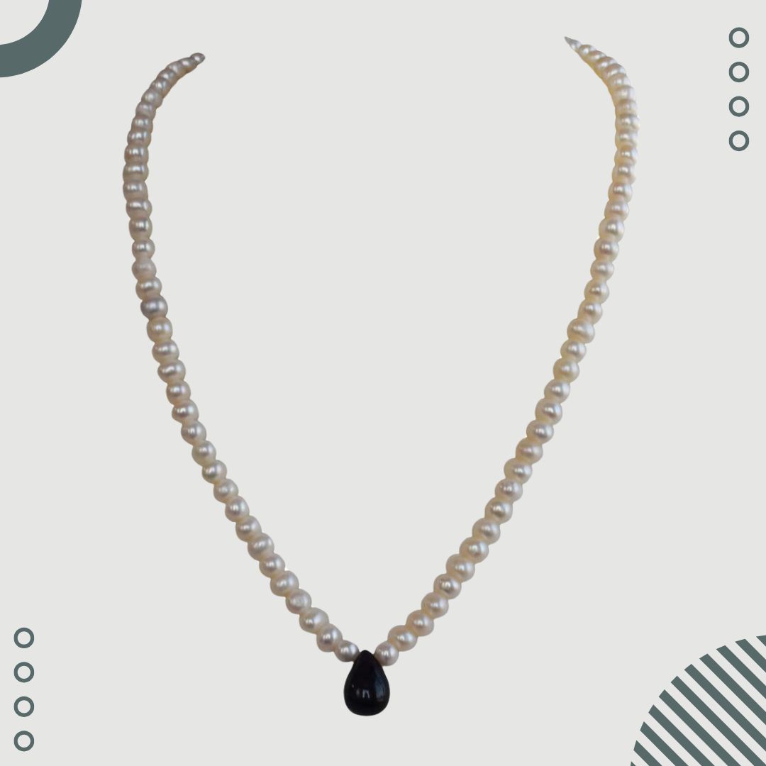 9cts Blue Sapphire & Pearl Necklace (SN1019)