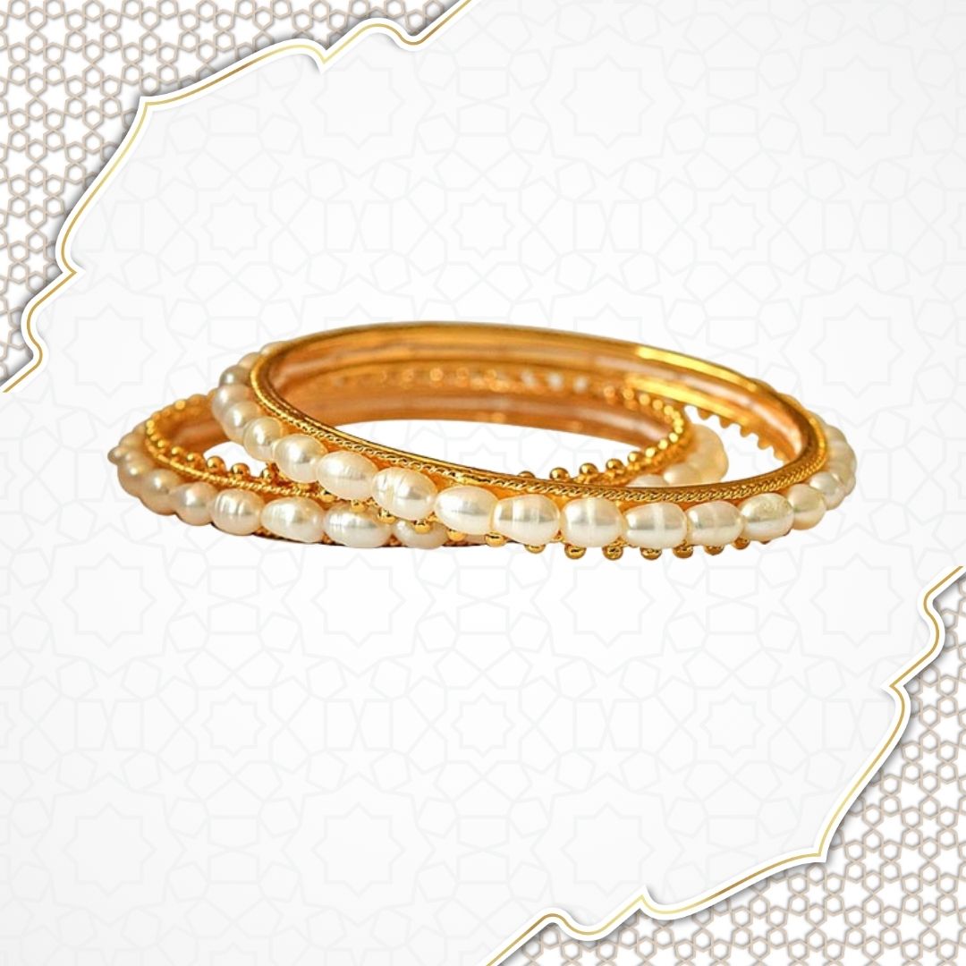 Utopia - Rice Pearl & Gold Plated Bangles for Women (BGP5)