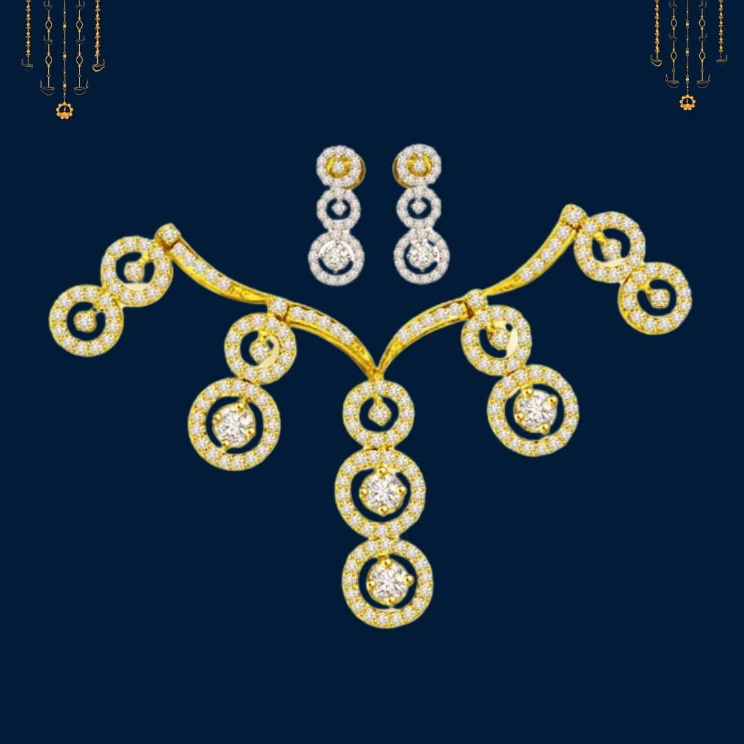 Raining Star Drops 3.48cts Classy Diamond Necklace Set (DS4)