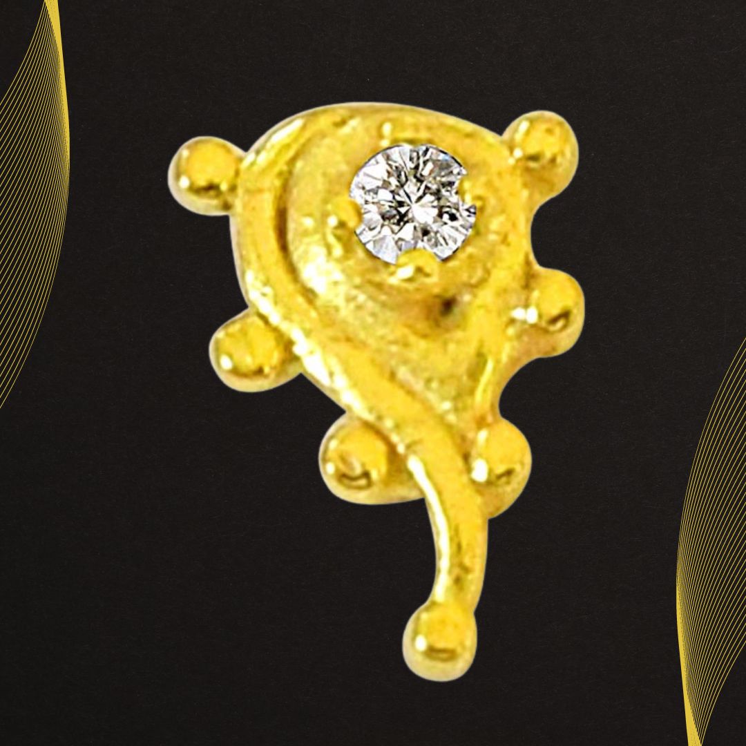 Drop Shaped Real Diamond 18kt Yellow Gold Nosepin (NP11)