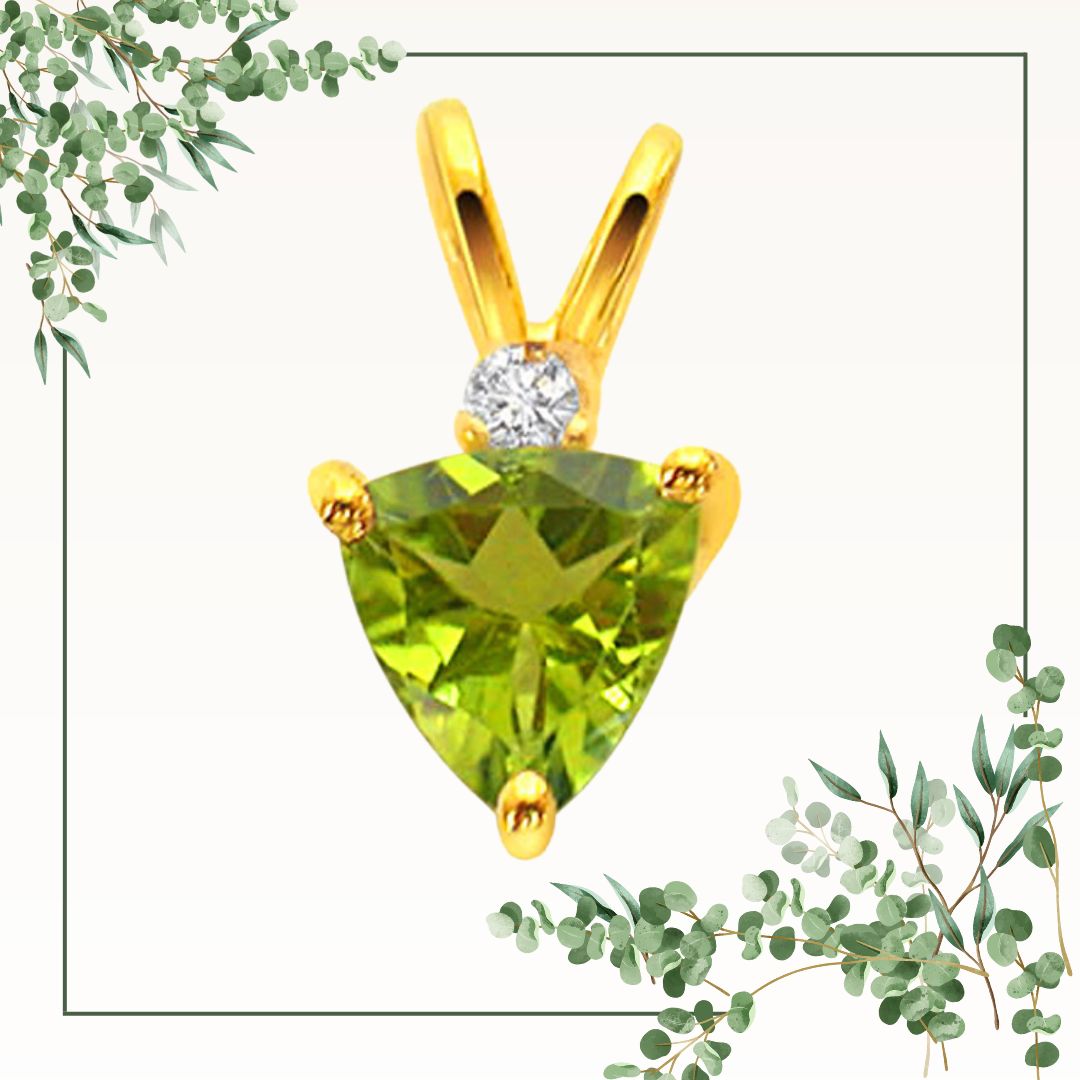 Green Souffle - Real Diamond & Green Peridot 18kt Yellow Gold Pendant (P152)