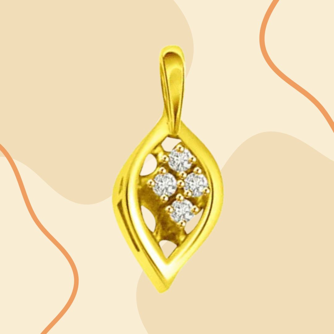 Exotic Diamond Leaf - 0.12cts Real Diamond Pendant (P607)