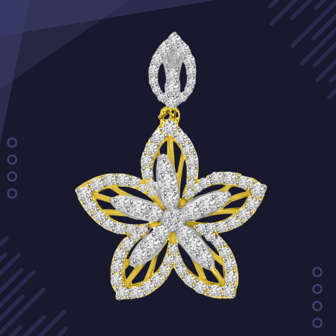 Dreamy Flower : Real Diamond & Gold Pendant for Her (P738)