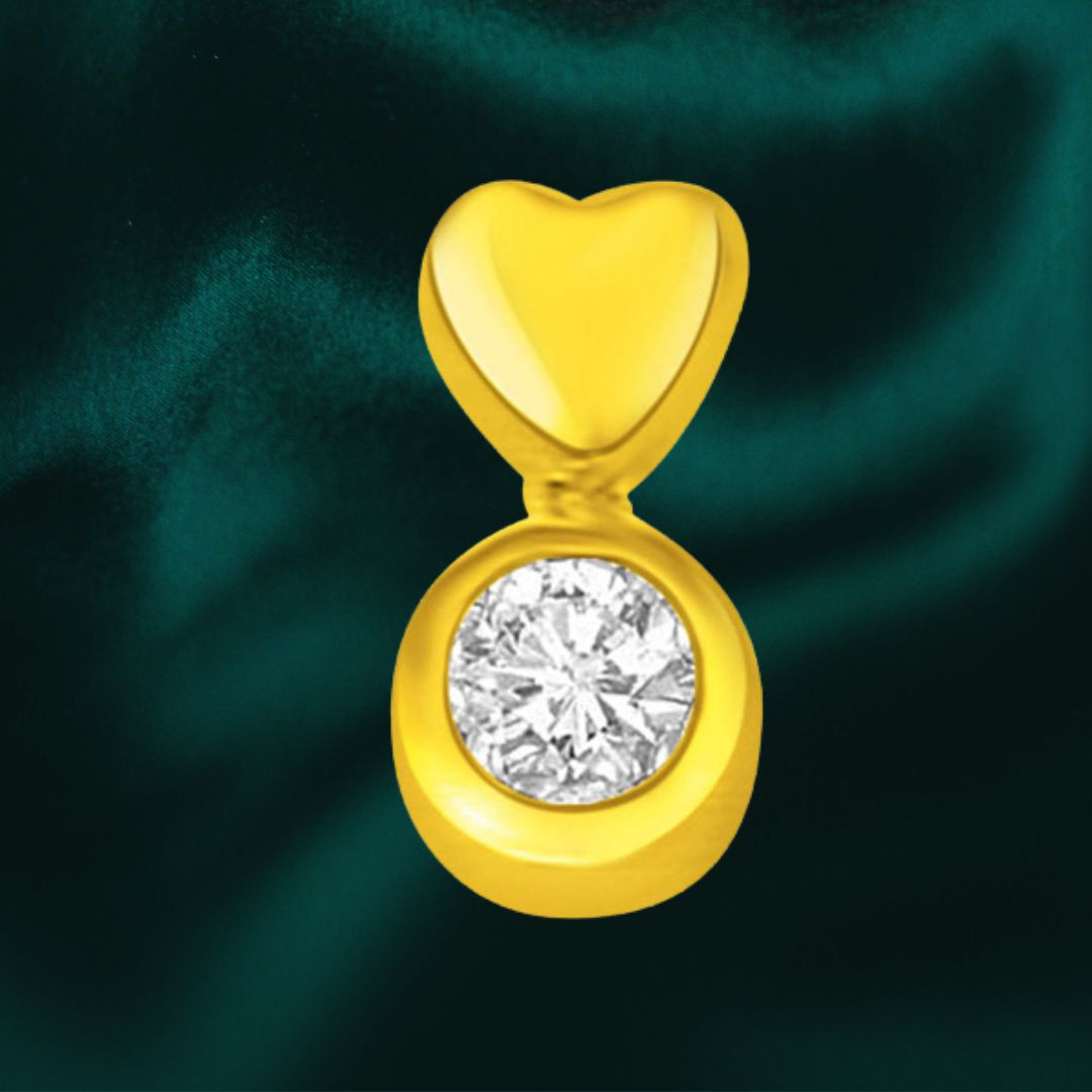 0.36cts Big Round Diamond Heart Solitaire Pendant in 18kt Yellow Gold (P785)