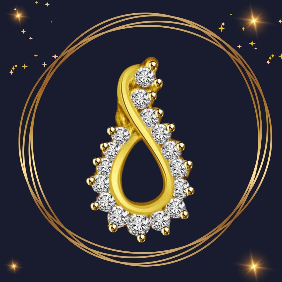 Tear Drop Shaped Real Diamond & Gold Pendant (P822)