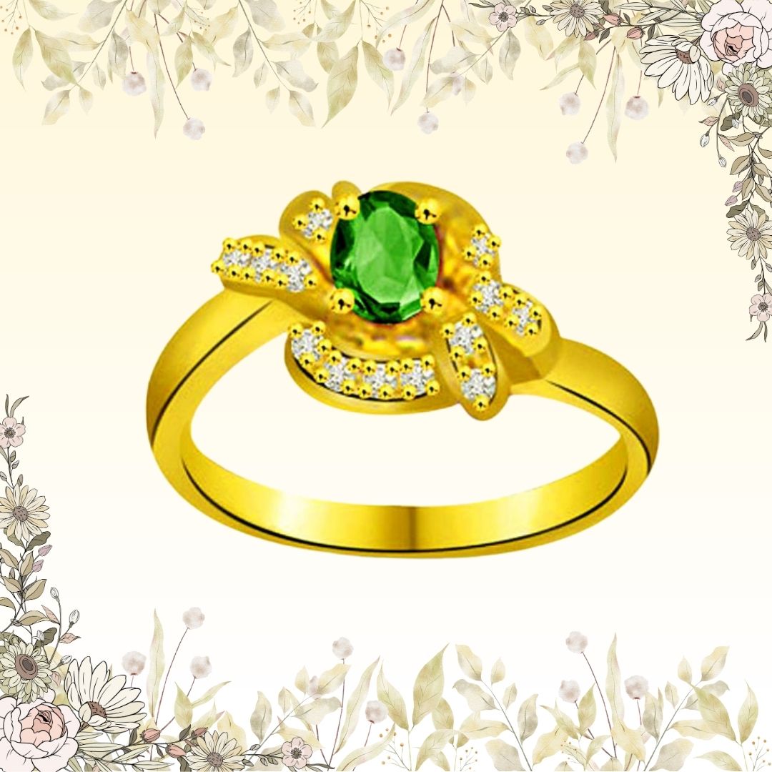 Defining Radiance 0.13cts Real Diamond & Emerald Ring (SDR1110)