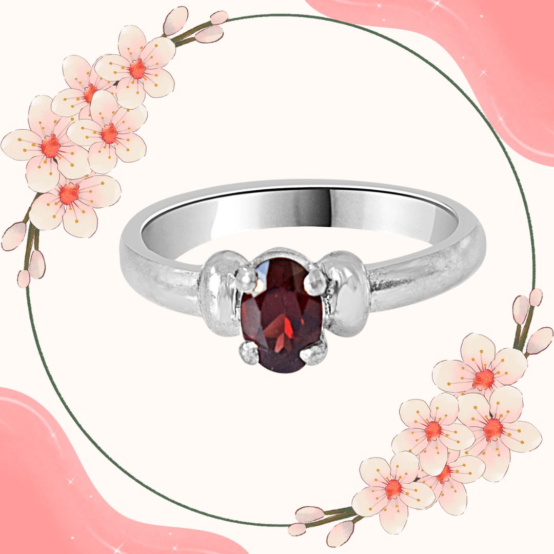 Oval Garnet Silver Ring - Navratna+Gemstone (SDS119)