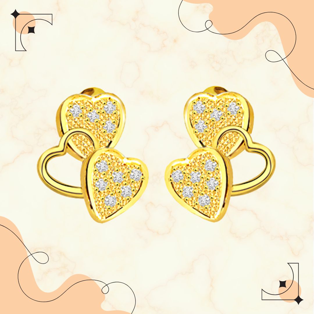 Heavenly Triseme 0.40 cts Heart Shape Diamond Earrings (ER140)