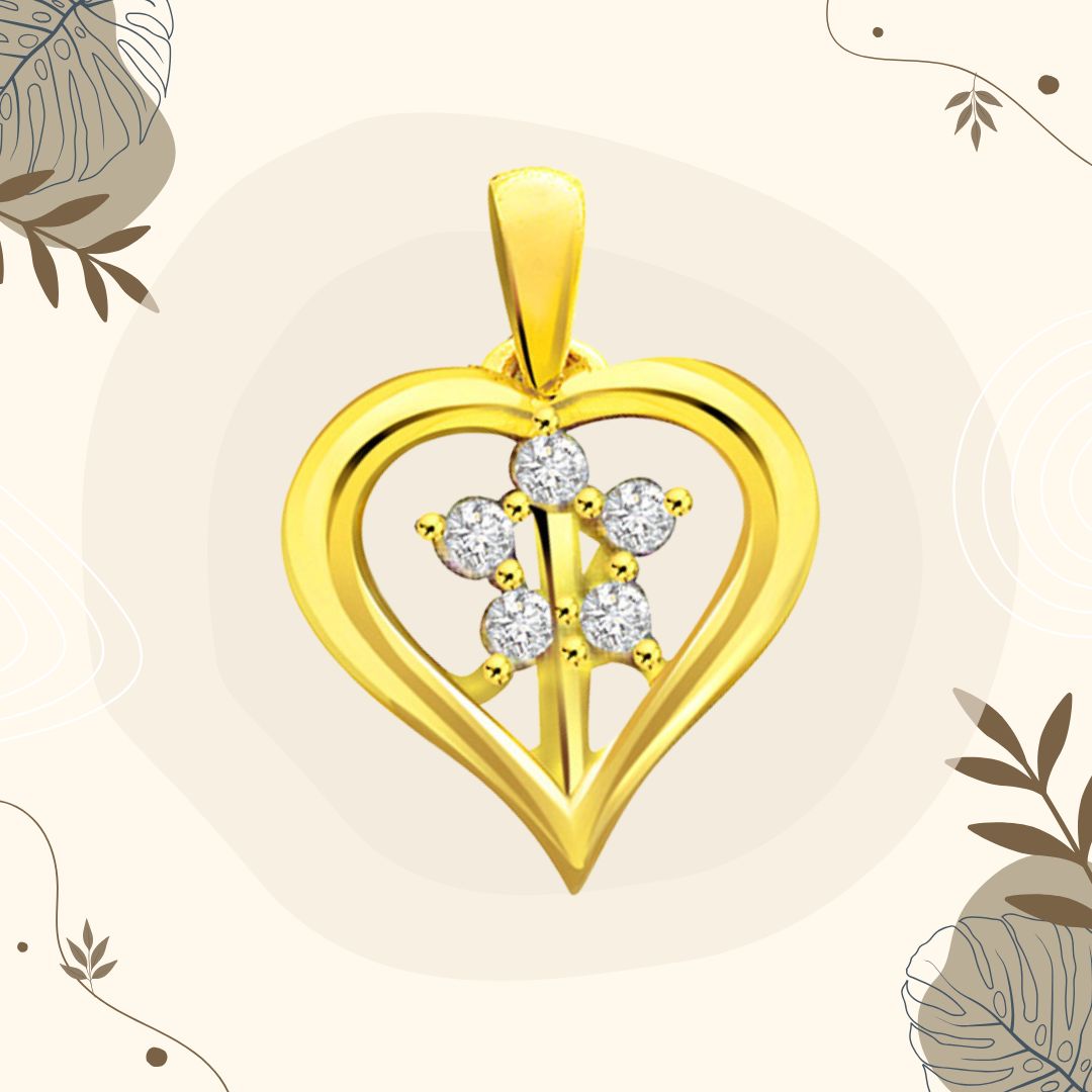 Heartistic Romance Flower Shape Real Diamond In Heart Pendant (P269)