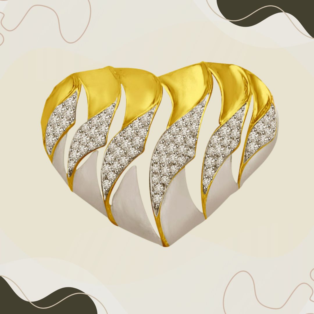 My Heart is Beating Real Diamond & Gold Beautiful Pendant (P910)