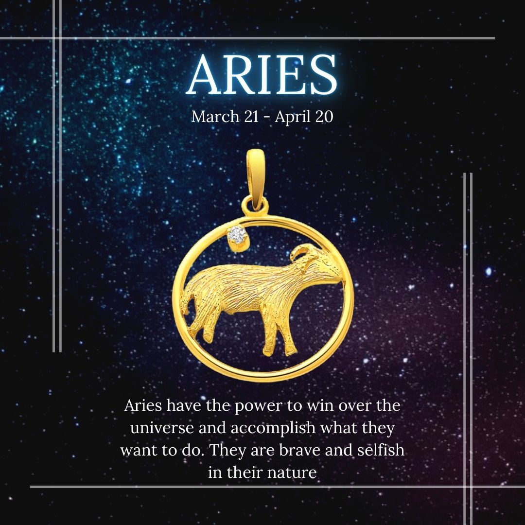 Astounding Aries - Zodiac Real Diamond & 18K Gold Pendant (S317)